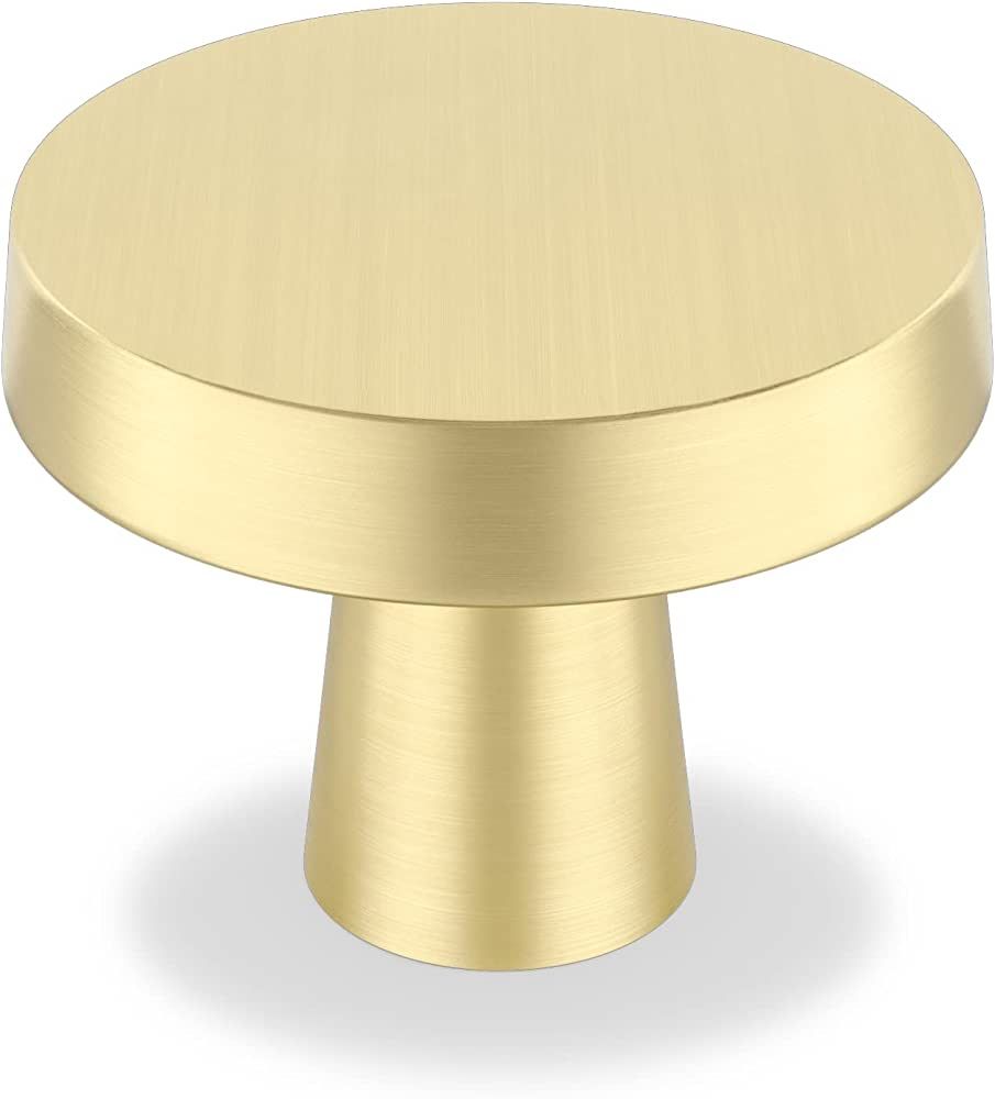 OYX 6PACK Brushed Brass Round Gold Drawer Knobs for Cabinet and Dresser Drawers Cabinet Hardware ... | Amazon (US)