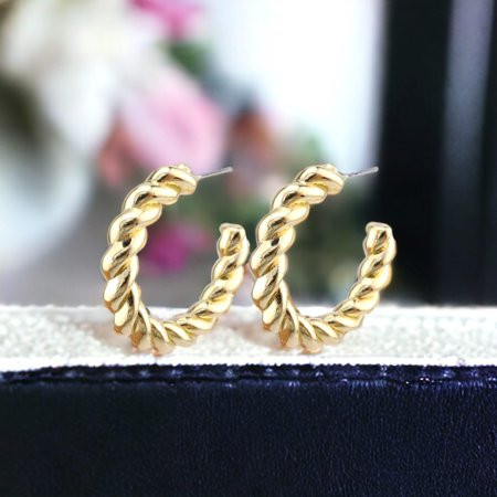 Gold Metal Rope Twisted Hoop Earrings | Walmart (US)
