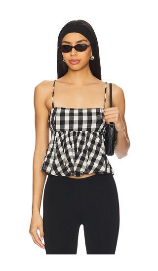 Free People Mia Plaid Tank in Black. - size M | Revolve Clothing (Global)