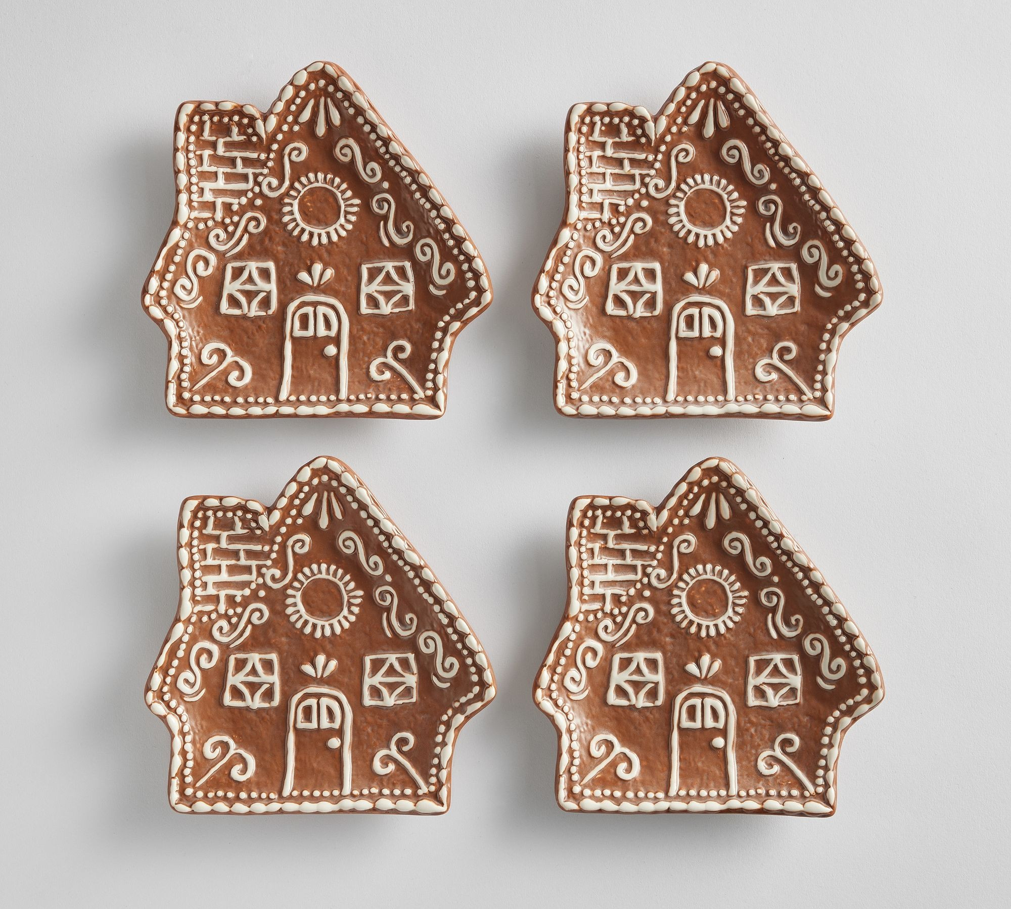 Gingerbread Sleigh Stoneware Appetizer Plates - Set of 4 | Pottery Barn (US)