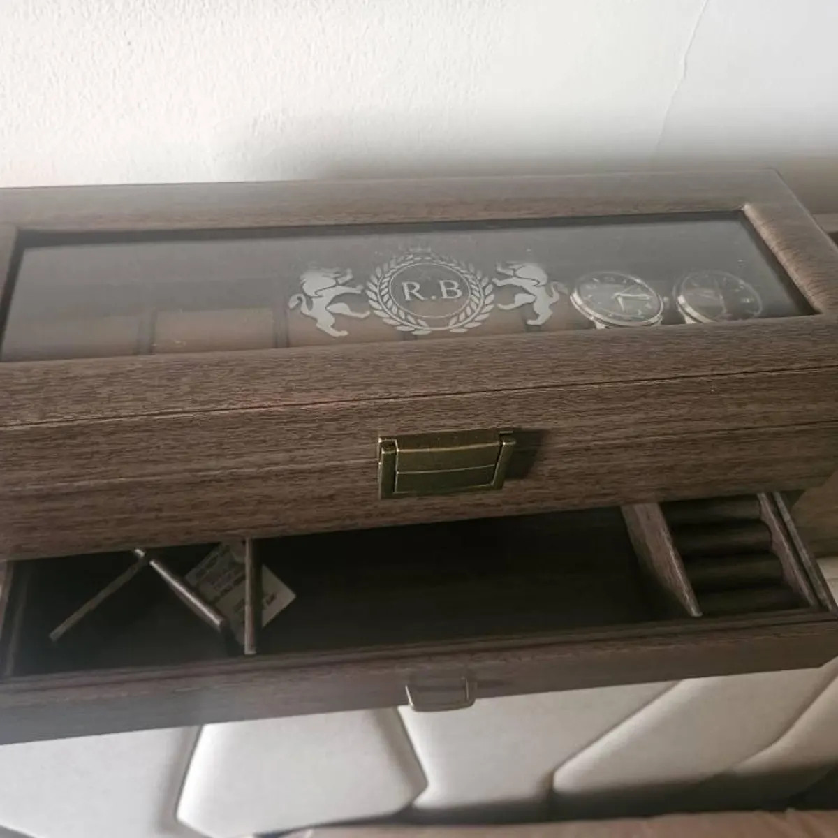 TWO Layers 6 Slot Personalized Men's Watch Box | With Drawer Watch Display Case for 6 Watches |gr... | Etsy (US)