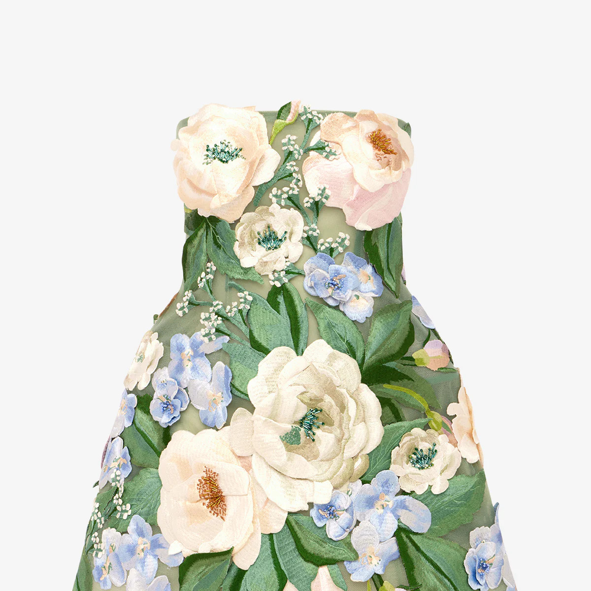 Roselle Floral Hand-Embroidered Bustier Mini Dress - Blossom | LEO LIN US