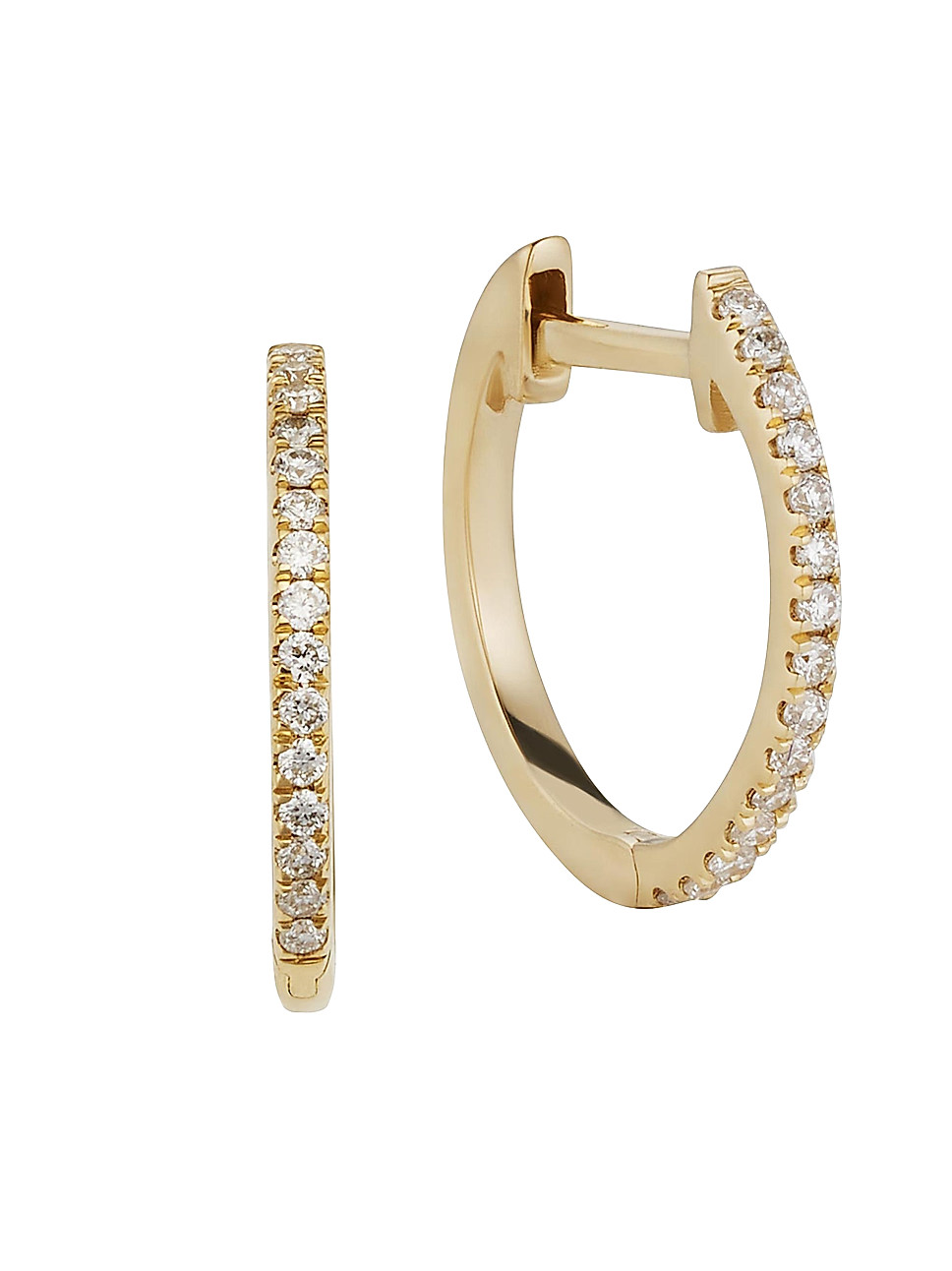 14K Yellow Gold Shine Bright Small Diamond Hoops | Saks Fifth Avenue