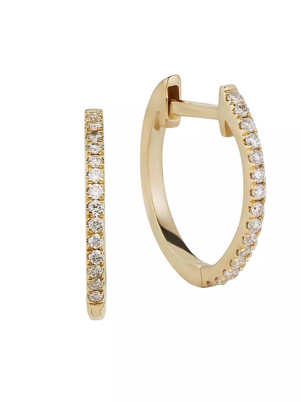 Oradina 14K Yellow Gold Shine Bright Small Diamond Hoops | Saks Fifth Avenue