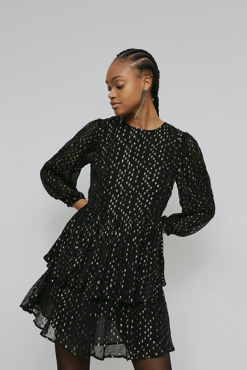 Sparkle Tier Mini Dress | Warehouse UK & IE