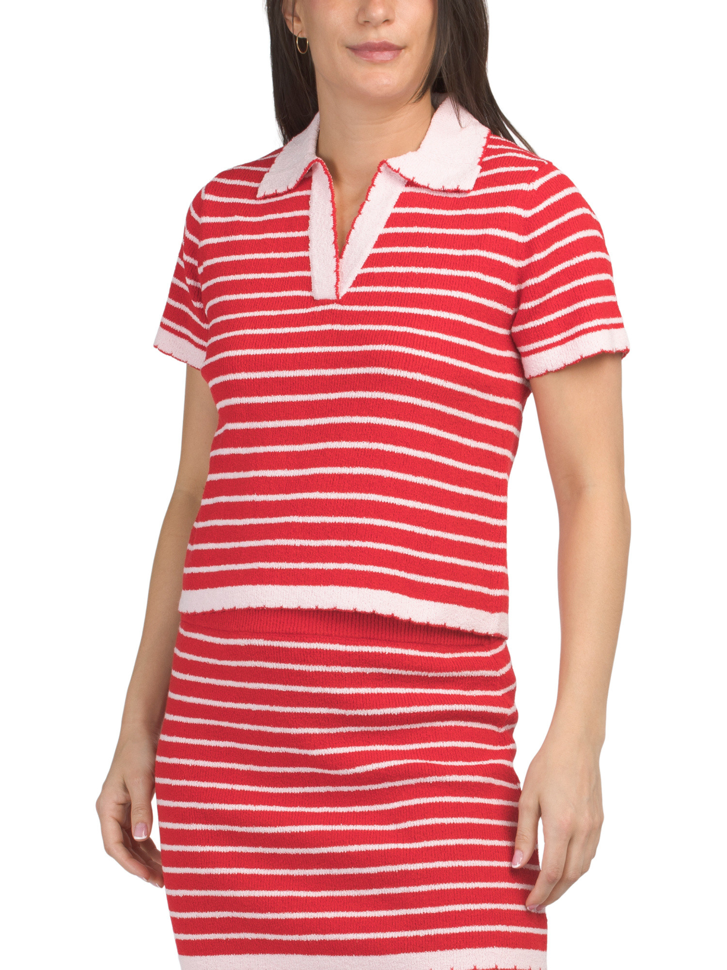 Striped Polo Scalloped Hem Sweater | Women | Marshalls | Marshalls