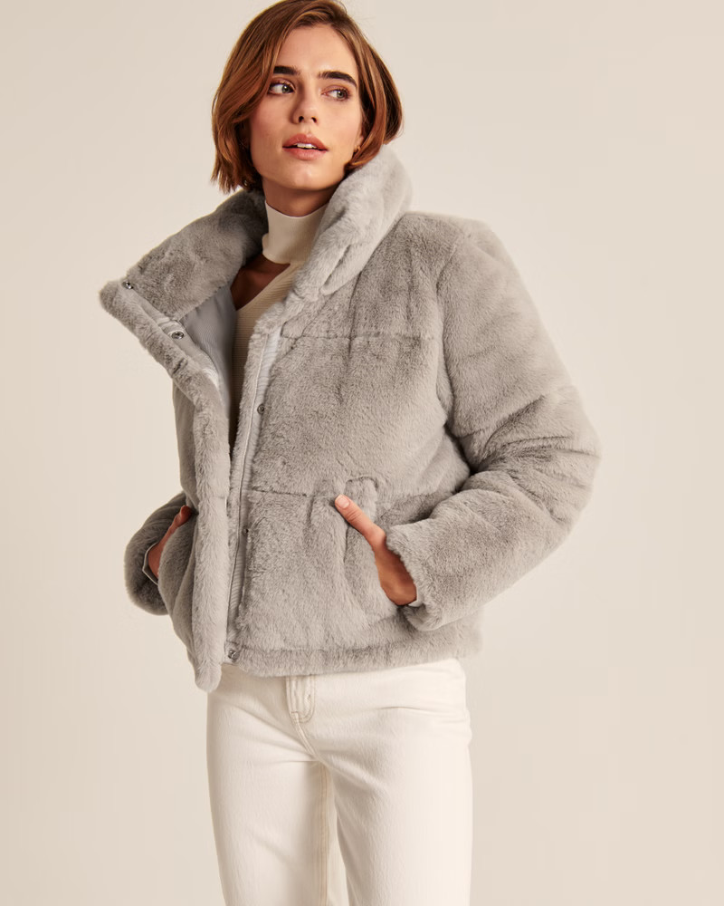 A&F Faux Fur Mini Puffer | Abercrombie & Fitch (US)