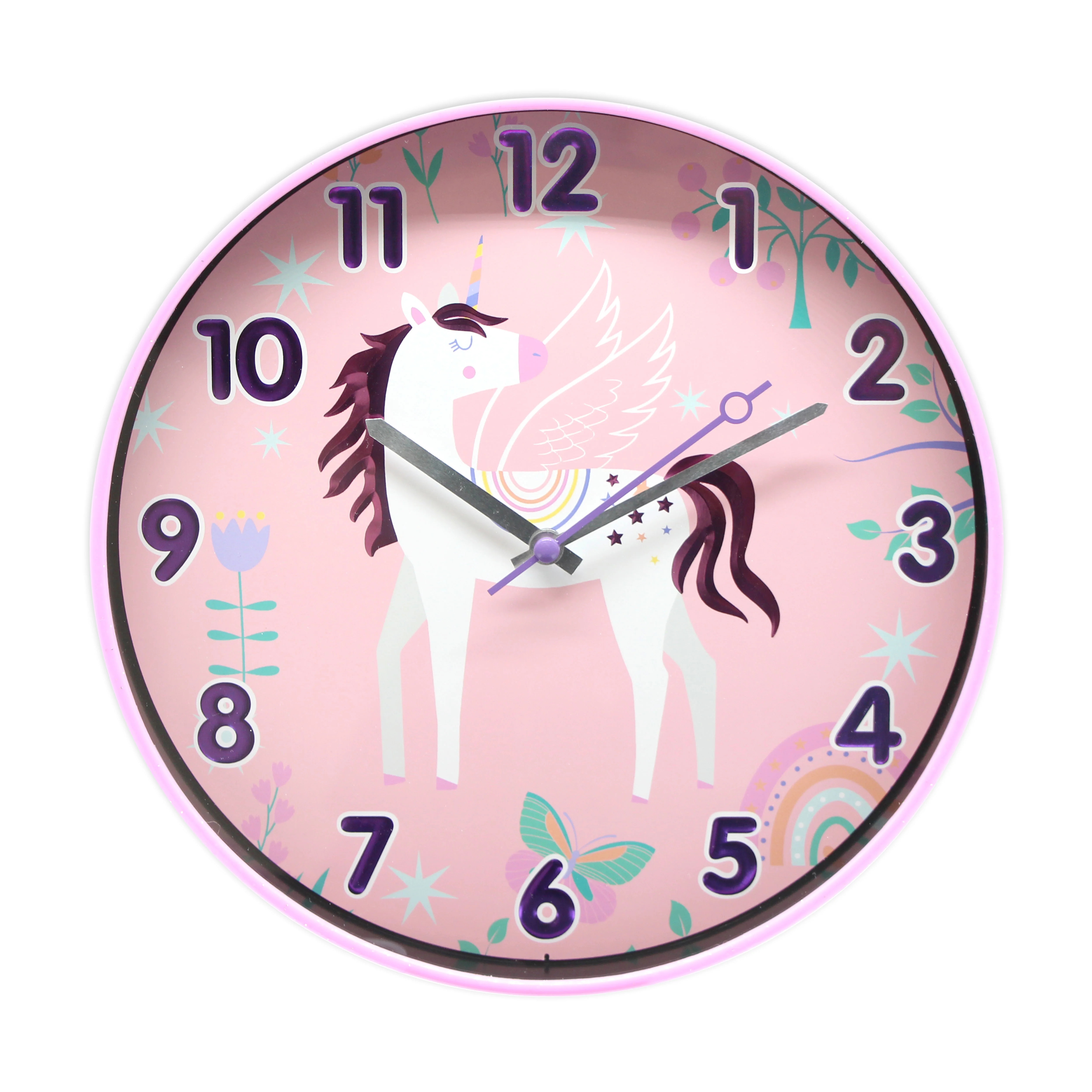 Your Zone Unicorn Girls 10 inch Pink Glitter Wall Clock (CLK3047WM) | Walmart (US)