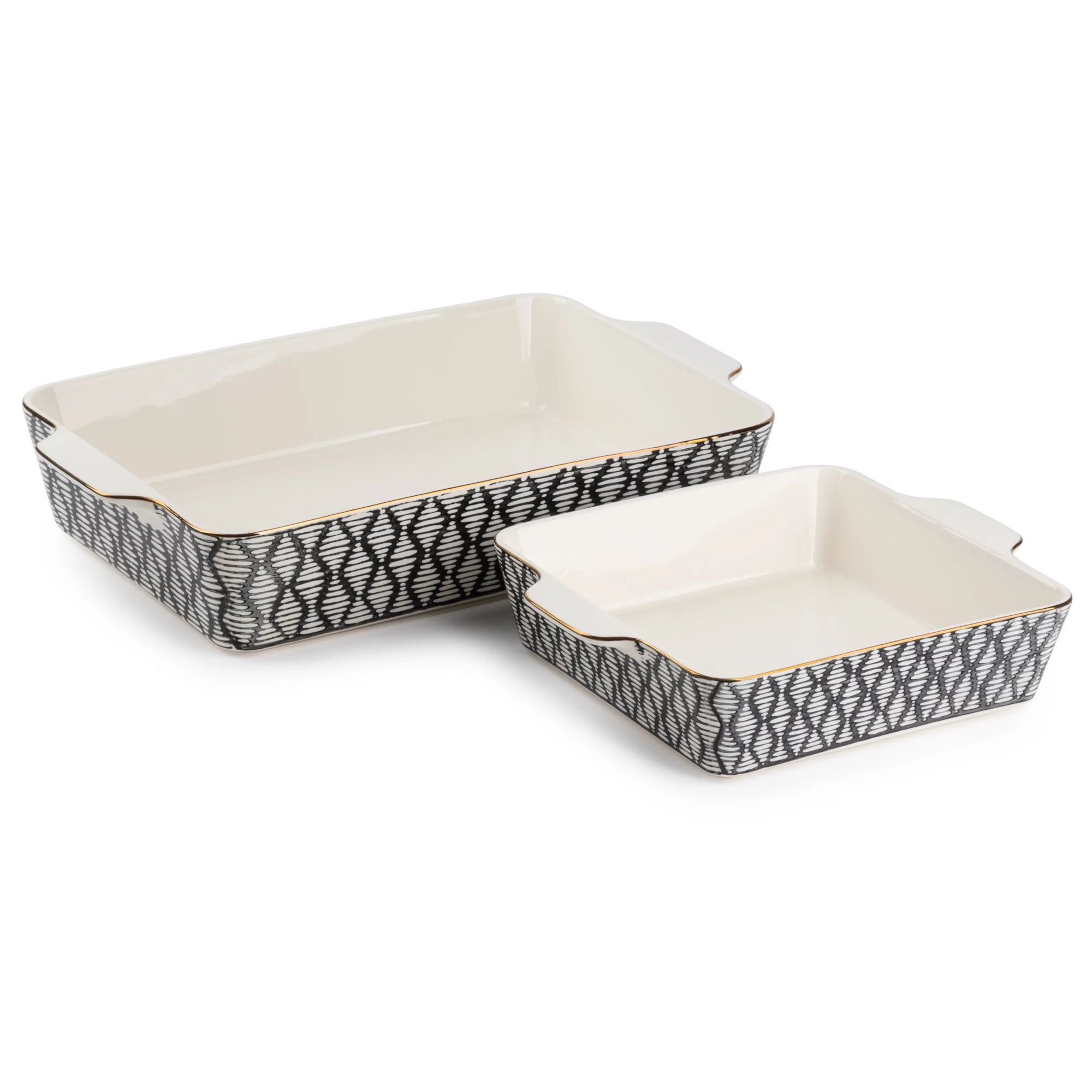 Thyme & Table Stoneware Square & Rectangular Baker, Black & White Geo, 2-Piece Set - Walmart.com | Walmart (US)