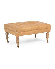 35x24 Buffalo Leather Ottoman With Caster Legs | TJ Maxx