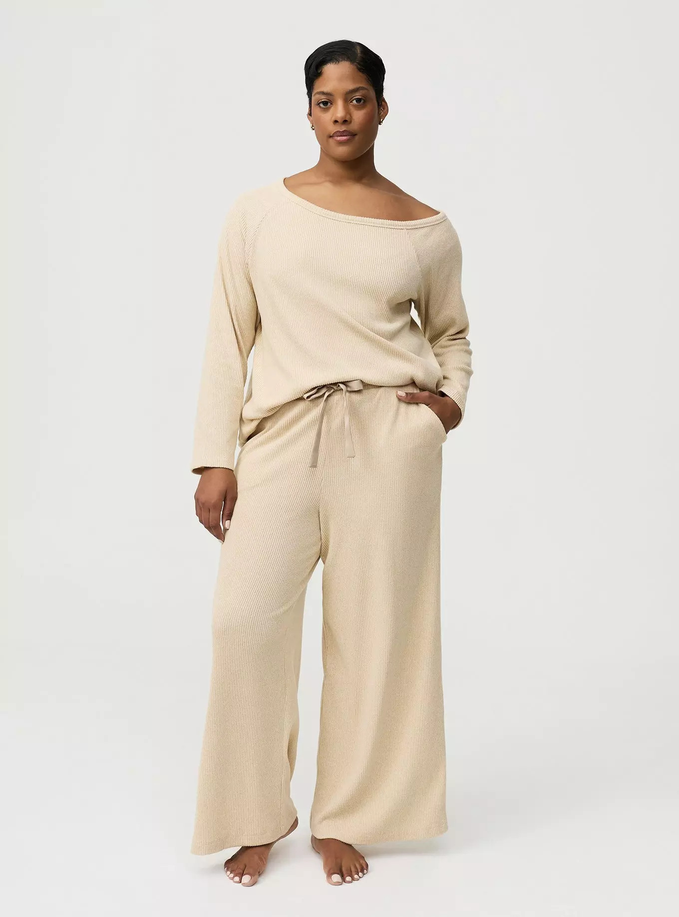 Rib Hacci Wide Leg Lounge Pant | Torrid (US & Canada)