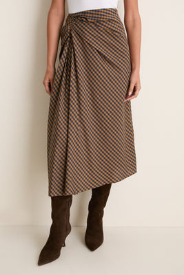 Pecan and Navy Jean Midi Skirt | Tuckernuck (US)