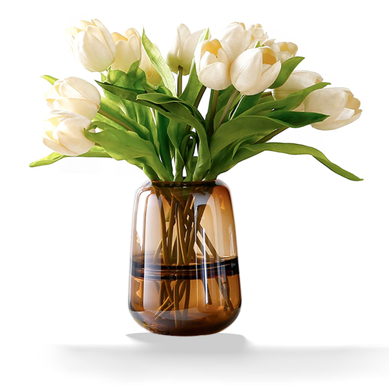 Modern Minimalist vase, Crystal Glass vase, vase, Flower vase, Dried Flower vase（Amber） | Amazon (US)