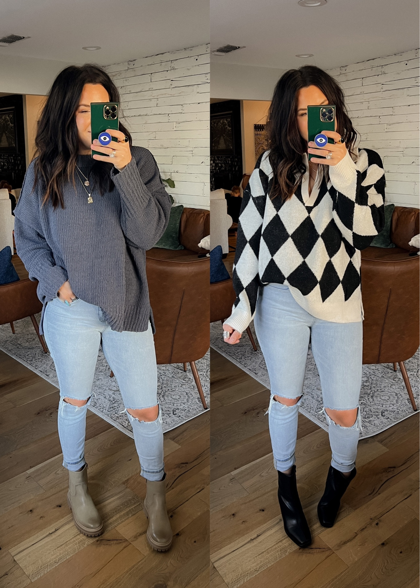 Walmart sweaters!
Wearing the 2X in both for an oversized slouchy fit. 
Jeans are true to size and have a little stretch. 
@walmart #walmartpartner #liketkit @shop.LTK 

#LTKstyletip #LTKsalealert #LTKunder50