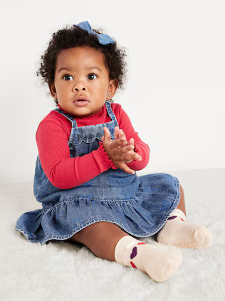 Mock-Neck Ribbed T-Shirt and Tiered Chambray Dress Set for Baby | Old Navy (US)