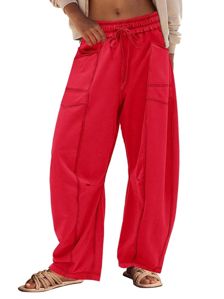 Panadila Womens Barrel Pants Drawstring Wide Leg Sweatpants Baggy Summer Lounge Pants Casual Beac... | Amazon (US)