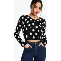 boohoo Dames Polka Dot Button Neck Cardigan en Cami Top Set | Mono | Maat: Medium | Boohoo.com (NL)