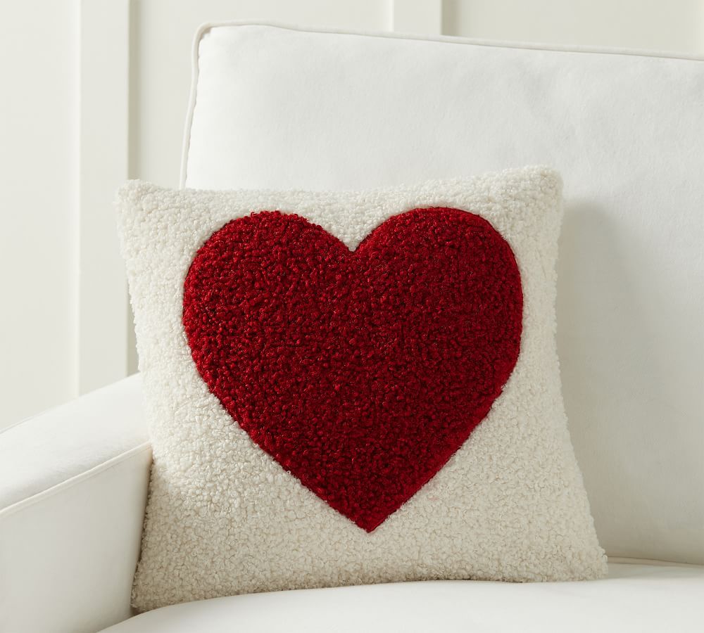Cozy Teddy Faux Fur Heart Pillow Cover | Pottery Barn (US)
