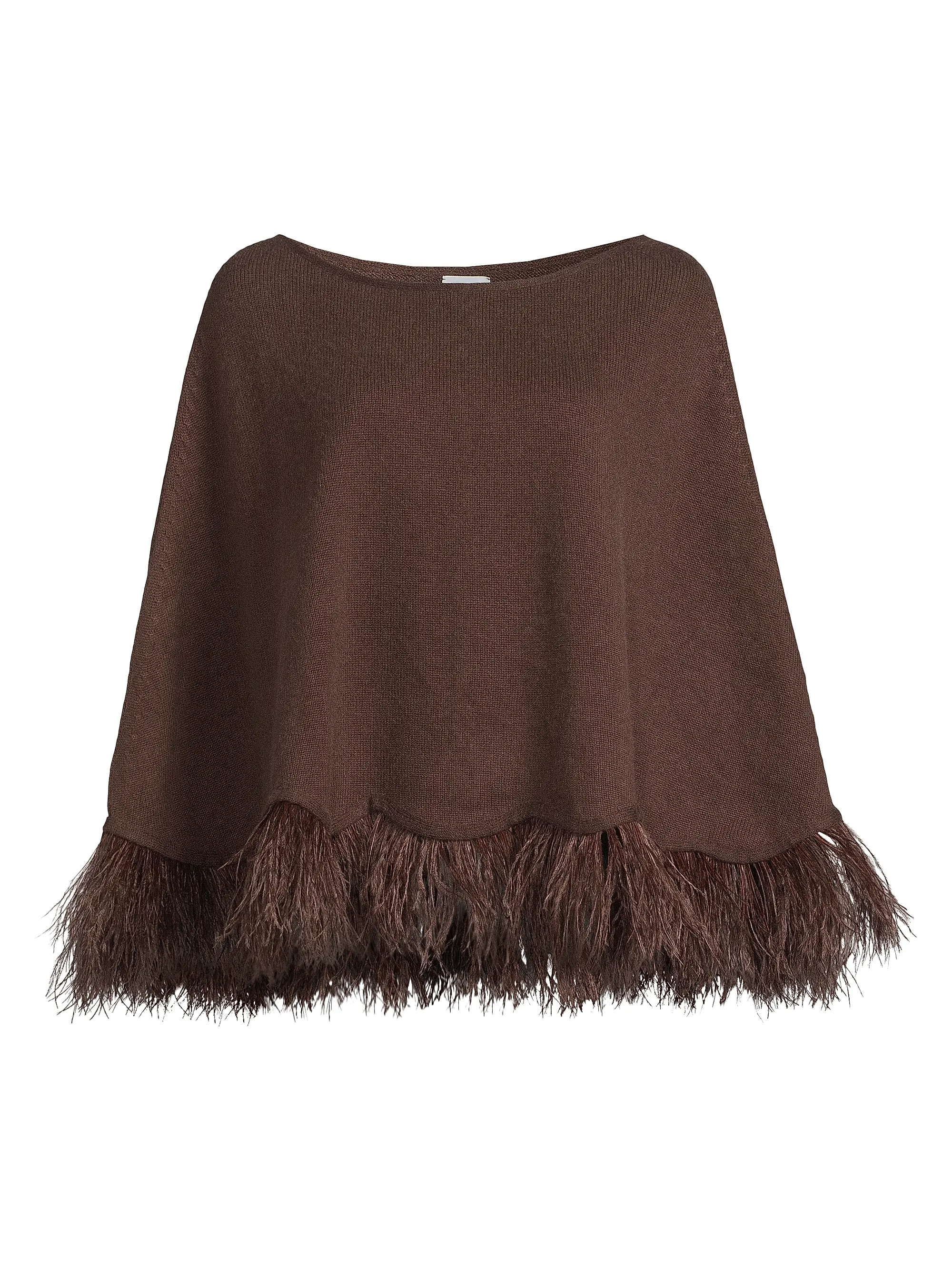 Feather-Trim Cashmere Poncho | Saks Fifth Avenue