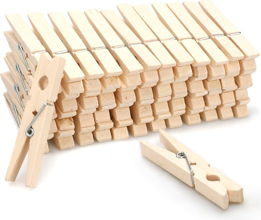 Zeno Clothes Pins Wooden – 50 Pack Wooden Clothespins 2.9 Inch with Rust-Resistant Coil, Natura... | Amazon (US)