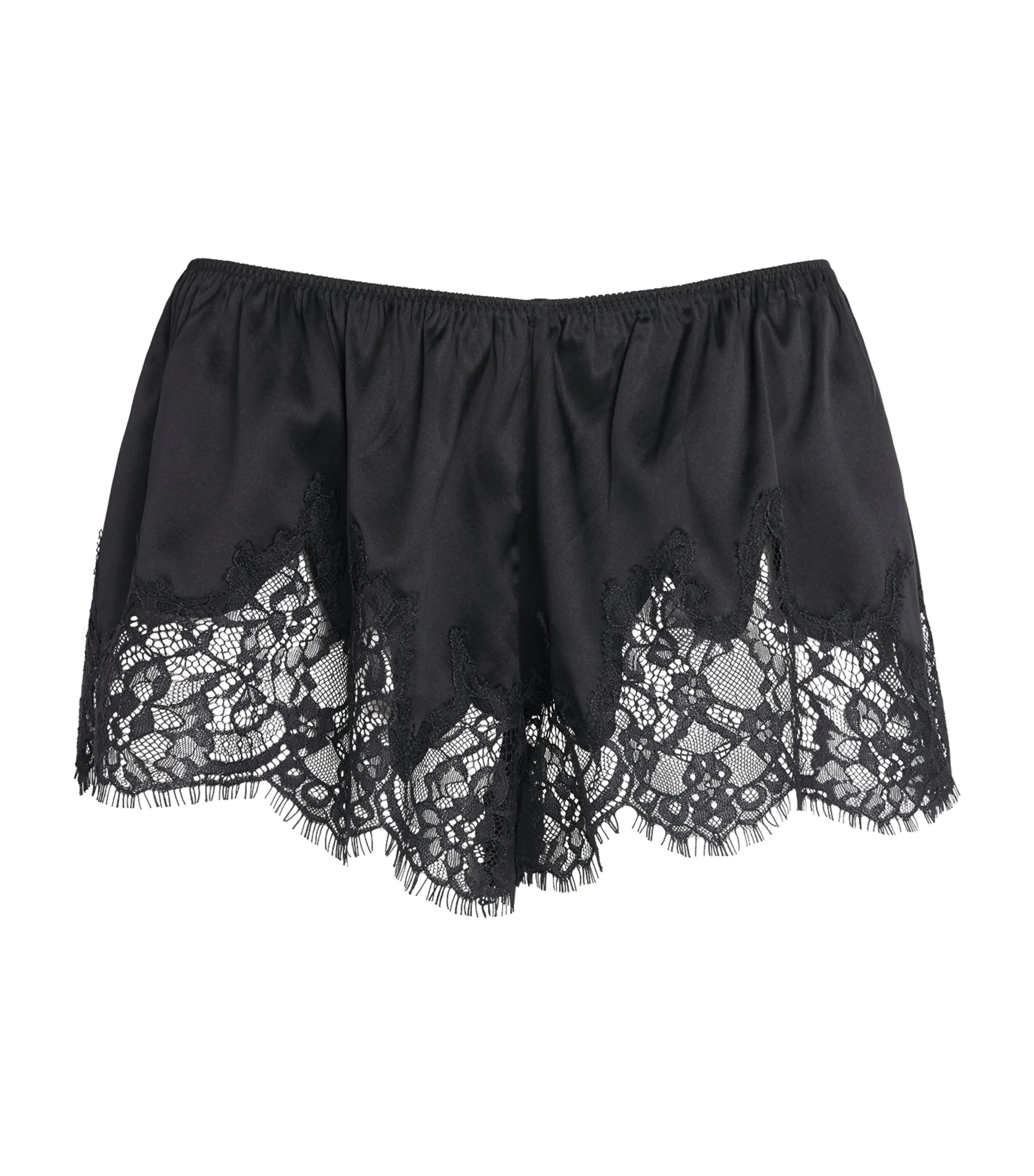 Skims Stretch-Silk Lace-Trim Shorts | Harrods UK