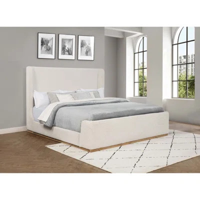 Cream Upholstered Eastern King Sleigh Bed | Wayfair North America