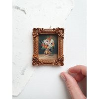 Miniature Flowers Oil Painting, Original Tiny Art Work, Hand Painted Mini Picture | Etsy (US)