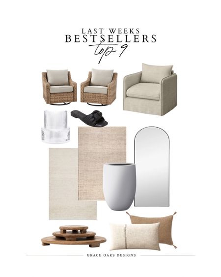 Last weeks bestsellers - follower favs. 
Walmart outdoor chairs still available & on sale! 

arm chair. Living room decor. Furniture. Target furniture. Jute rug. Neutral rug. Floor mirror. Arch floor mirror. Wood riser. Wood tray. McGee & co. Studio McGee. Throw pillows. Lumbar pillows. Summer sandals. Black sandals. Woven sandals. Ribbed vase. Fluted vase. Home decor. Neutral decor  

#LTKhome #LTKsalealert #LTKFind