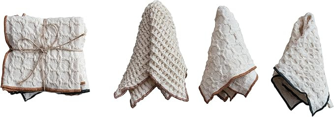 Bloomingville 3-Piece Square Cotton Waffle Weave Dish Cloths with Colored Edge, Multicolor | Amazon (US)