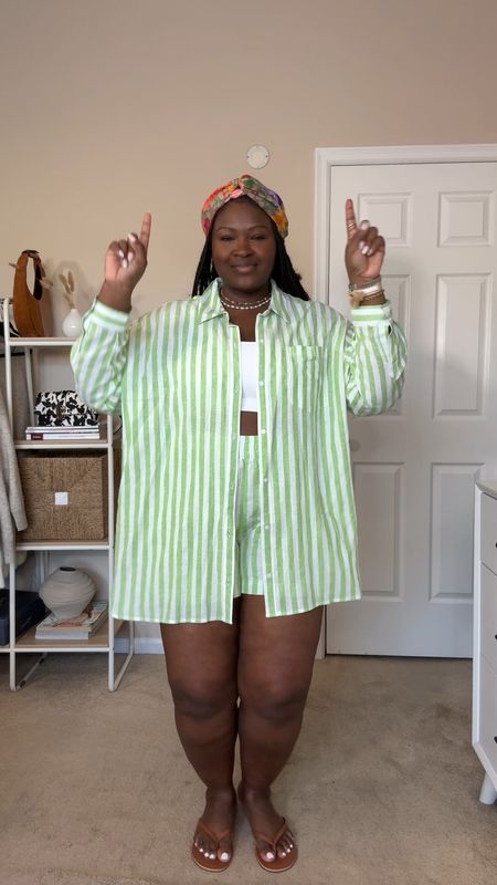 Linen matching set plus size from Old Navy, under 50 wearing a extra large top and 2X shorts size up in shorts if you’ve got full hips and butt 

#LTKfamily #LTKfindsunder50 #LTKstyletip