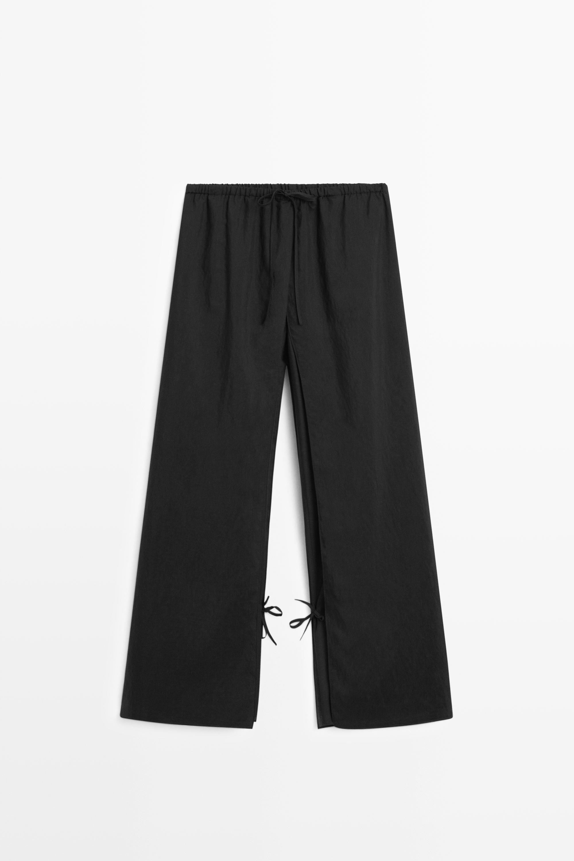 Double-layer pants with tie detail | Massimo Dutti US