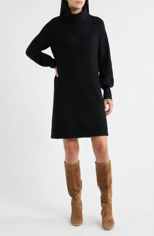 Hatley Swing Turtleneck Long Sleeve Sweater Dress in Black at Nordstrom, Size Small | Nordstrom