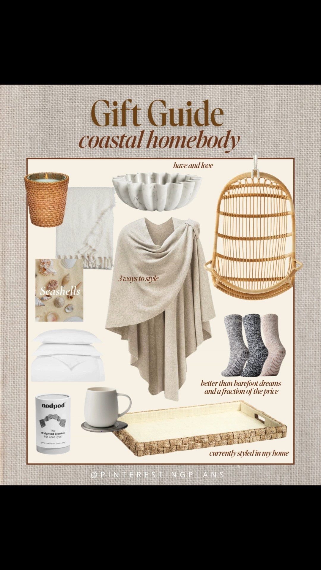 As a coastal homebody this felt like a perfect gift guide for me to share with you! These socks are a seasonal favorite and better than the splurge version imo! This shall can be worn multiple ways and I have on several gift guides! Some of these home styling pieces are favorites and in my home as well. 

#LTKGiftGuide #LTKmomlife #LTKOver40