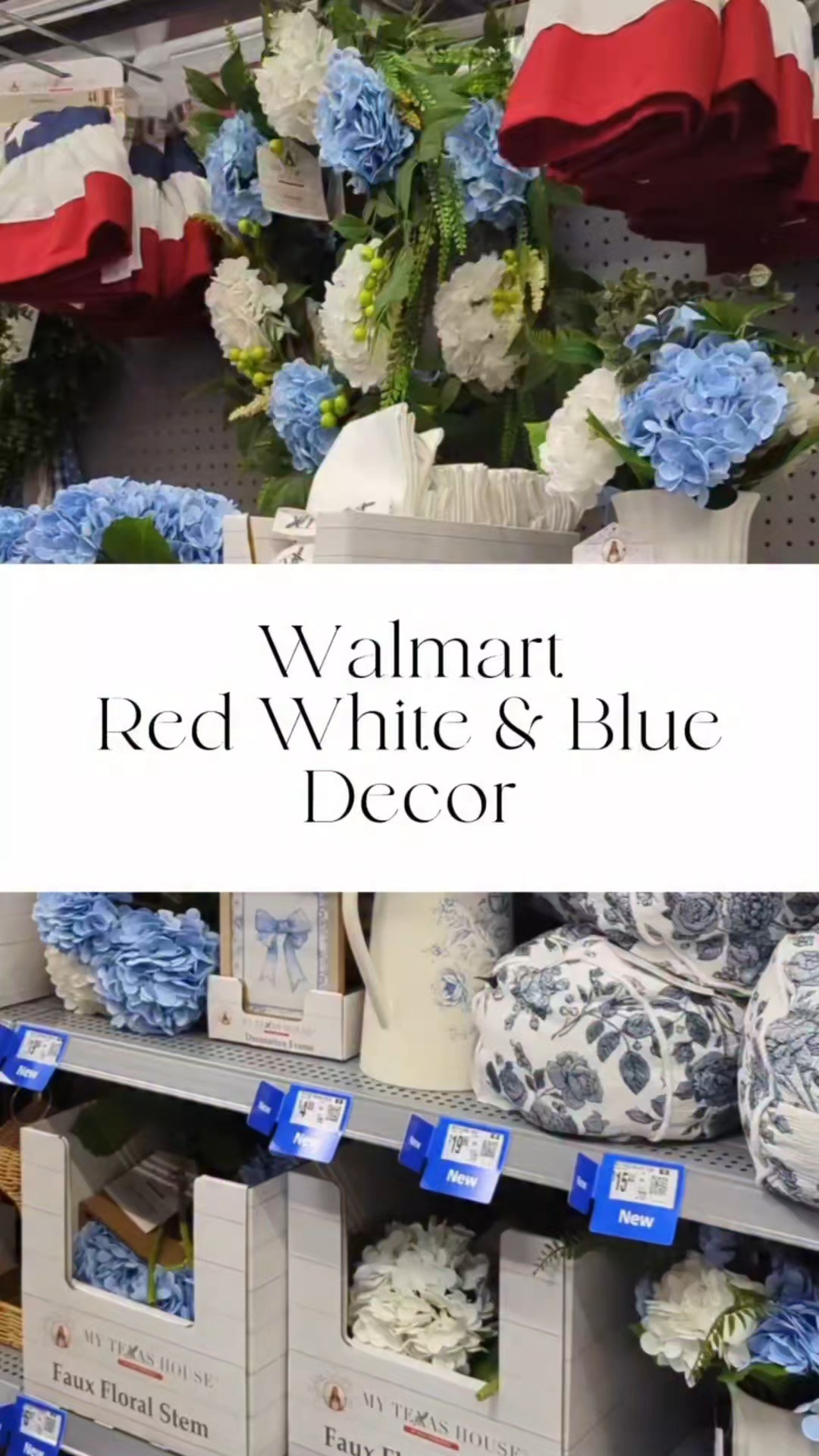 Red, white and blue at Walmart! Such beautiful finds fot Memorial Day weekend or 4th of July hosting! I love the floral patterns and feminine decorative pieces. This My Texas House Summer collection includes bunting flag, blue and white floral bow, red and white stripes bow, faux hydrangeas, faux poppy flowers, doormat, decorative pillows, vases, picture frames and more! #summerdecor #redwhiteandblue

#LTKSeasonal #LTKHome