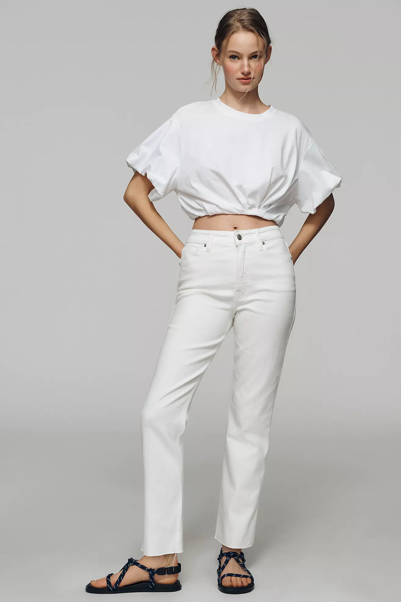 Good American Good True High-Rise Straight-Leg Jeans | Anthropologie (US)