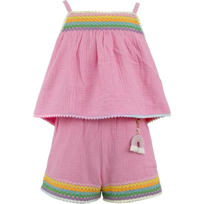 Lola + The Boys | Pink Rainbow Summer Set (Multicolor, Size 6Y) | Maisonette | Maisonette