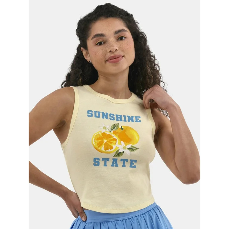 No Boundaries Cropped Graphic Cotton Tank Top, Women's | Walmart (US)