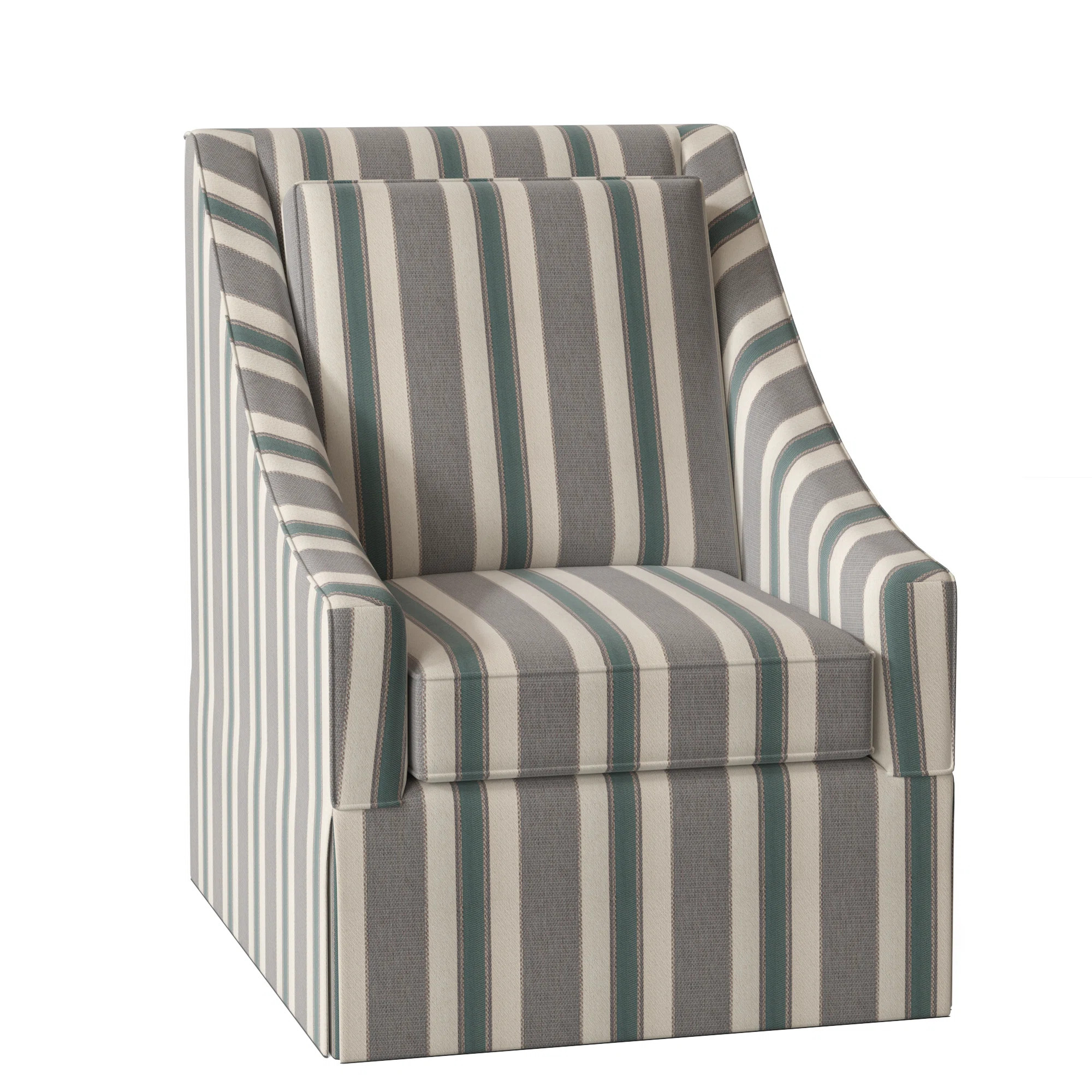 Teagan Upholstered Slipcovered Swivel Armchair | Birch Lane