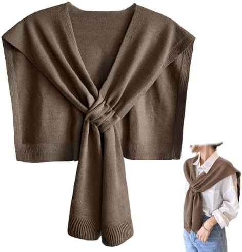 Women's Fashion Knitted Shawl - Khaki Sweater Shawl for Air-Conditioned Rooms | Amazon (US)