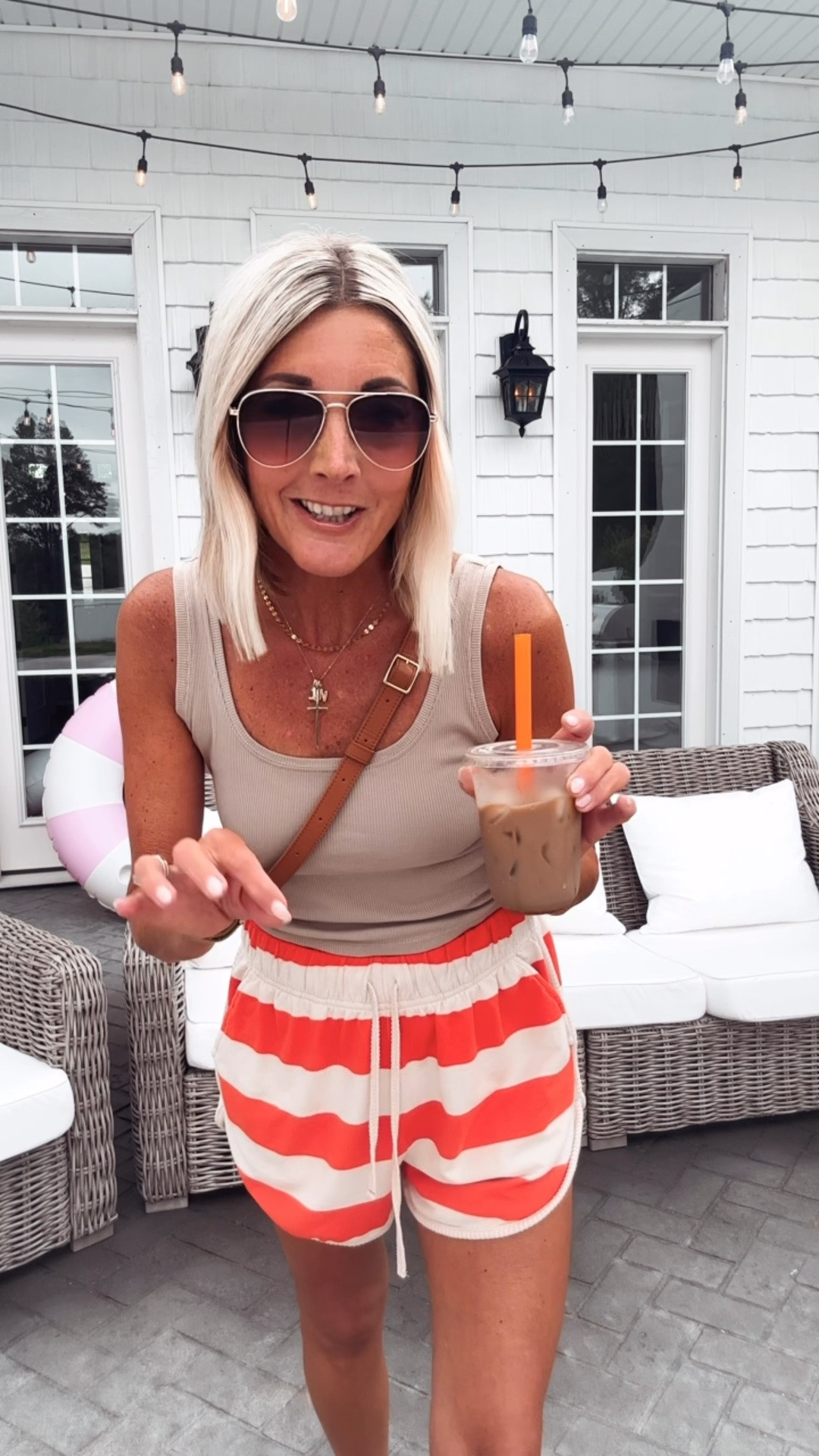 OOTD!!!! These beach shorts are super soft ,great length , drawstring,pockets & perfect for your summer day!!! 🧋☀️… available in several color ways , the stripes are perfect!!! Pair with your fave tank I like these that are slightly cropped ! My fave jelly flip flops are available in tortoise color now 👏👏👏!!! I wear these with everything , & get several compliments!!! Don’t forget this leather Clare V bag ,it’s 10/10 !!!!

#LTKootd #LTKActive #LTKTravel