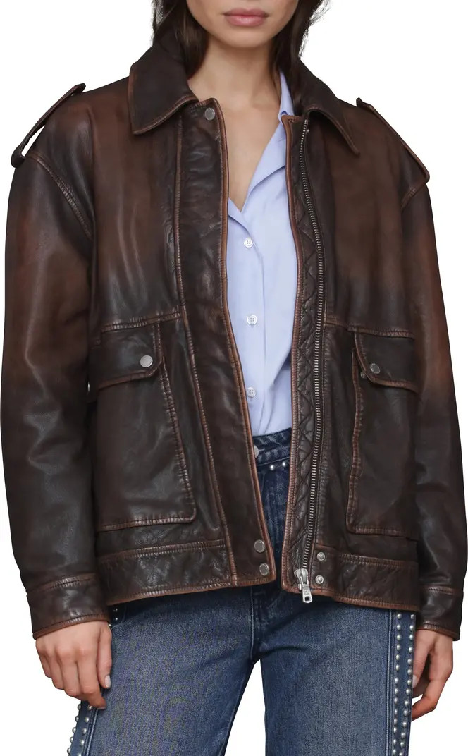 Pieced Back Leather Bomber Jacket | Nordstrom
