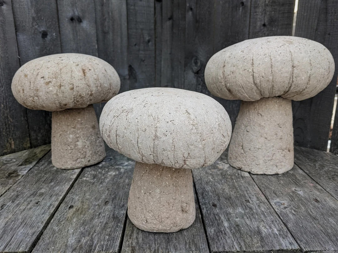 Rustic Woodland Garden Mushrooms Enchanting Sets of 3 Handmade Hypertufa Lightweight Concrete Cem... | Etsy (US)