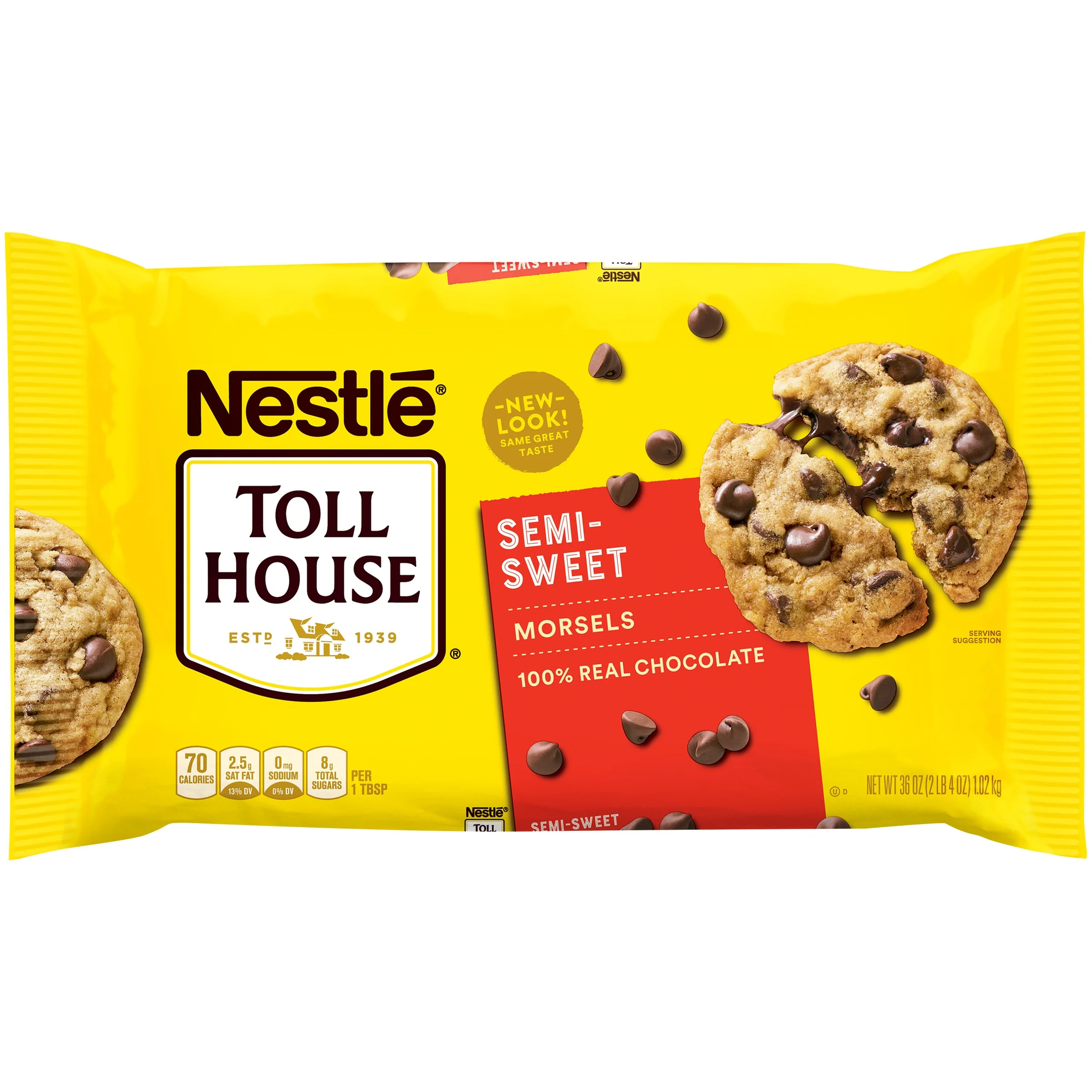 Nestle Toll House Semi Sweet Chocolate Regular Baking Chips, 36 oz Bag | Walmart (US)