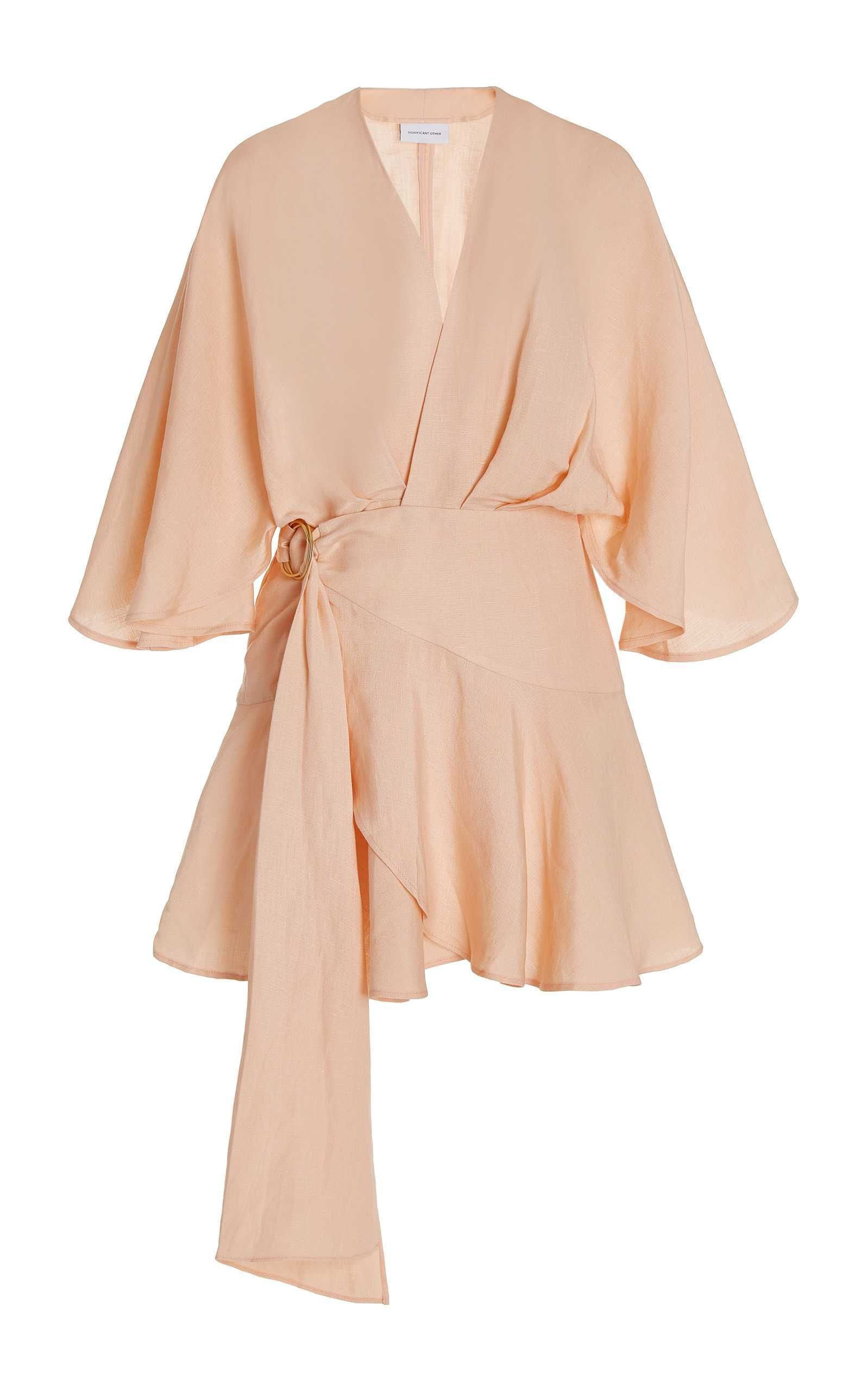 Exclusive Olivia Linen-Blend Mini Wrap Dress | Moda Operandi (Global)