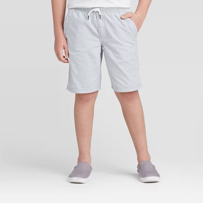 Boys' Playwear 'At the Knee' Pull-On Shorts - Cat & Jack™ Light Gray S: Cotton Twill, Mid Rise, Side & Patch Pockets | Target