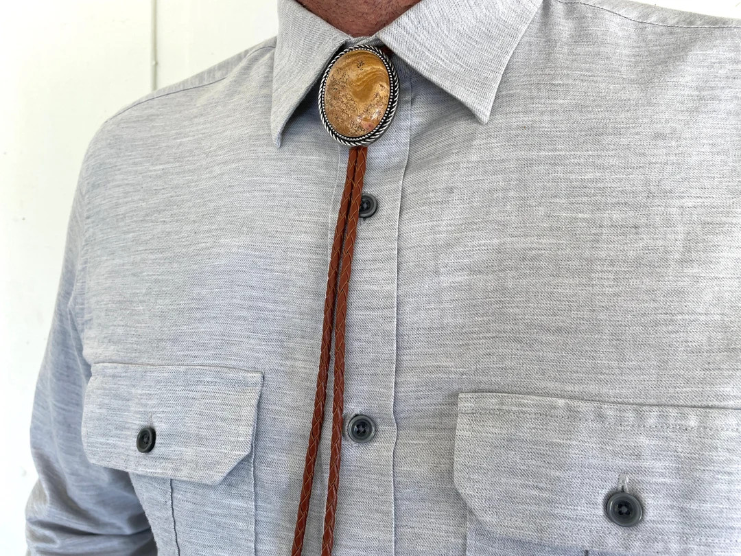 Southwestern Sandstone Bolo Tie Gifts for Him Cabochon Indian Leather Cowboy Necktie Accessories ... | Etsy (US)