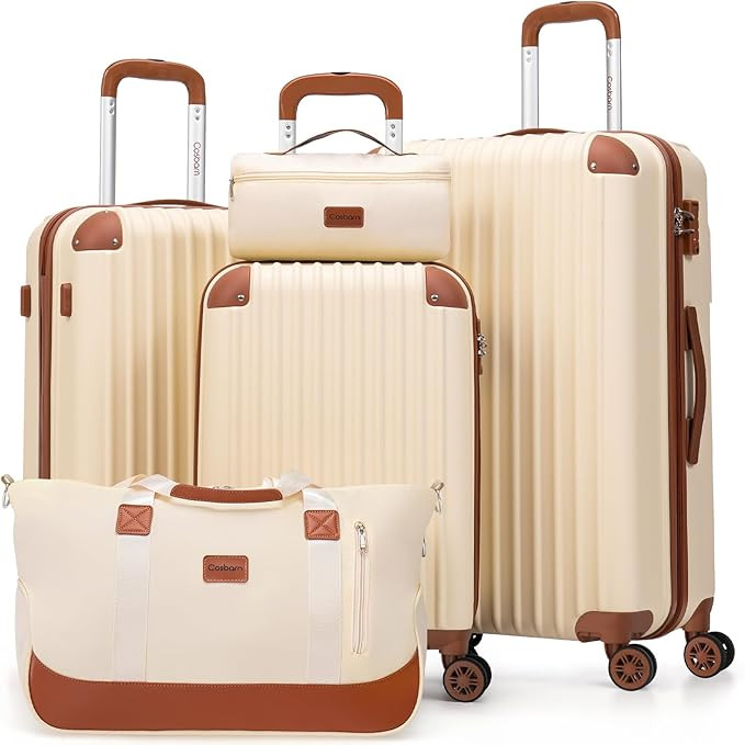 Luggage Sets 5 Piece Suitcases with Wheels, Suitcase Set ABS Hard Case Luggage with TSA Lock Spin... | Amazon (US)