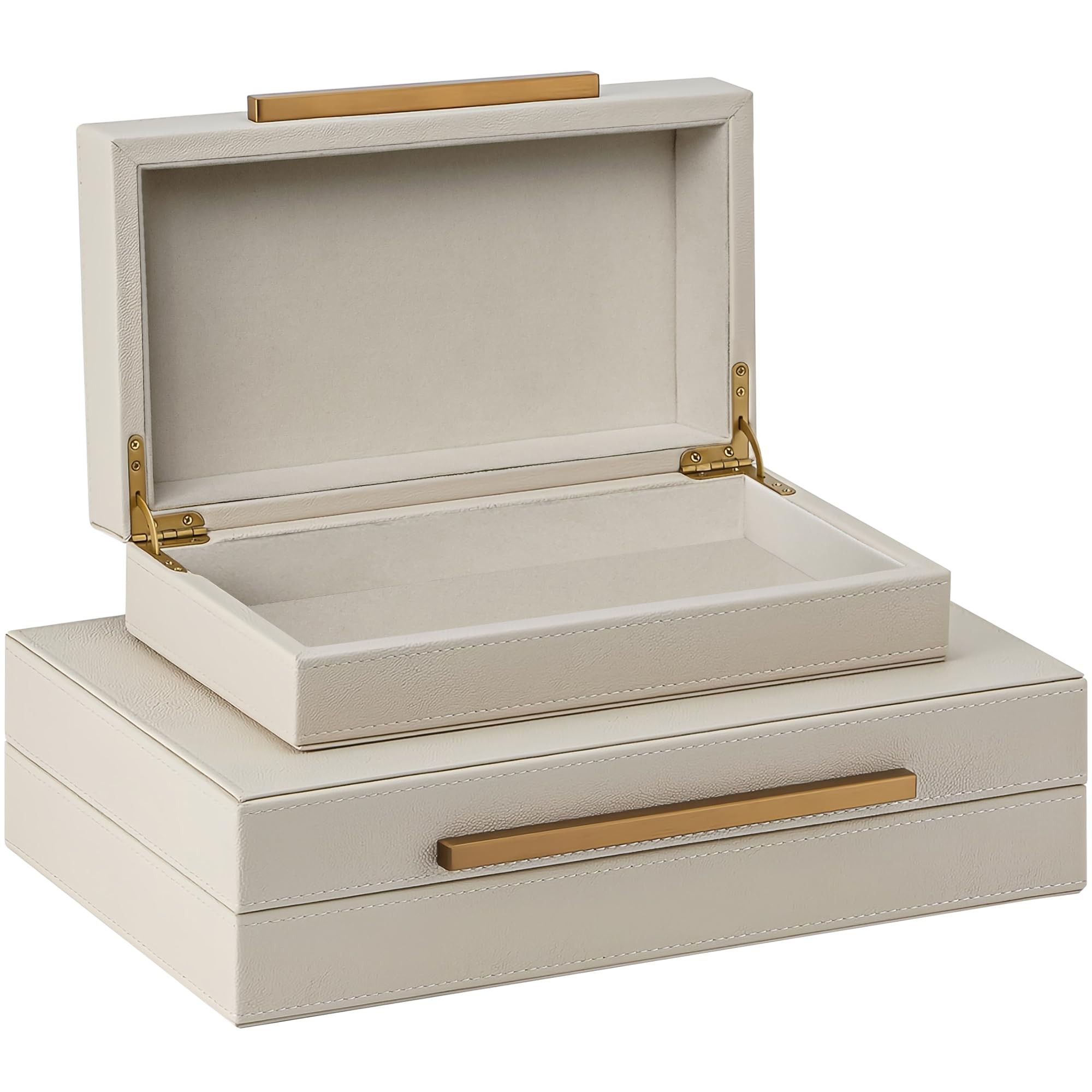 Set of 2 Shagreen Decorative Box, Modern Faux Leather Beige Decorative Storage Boxes with Lids an... | Amazon (US)
