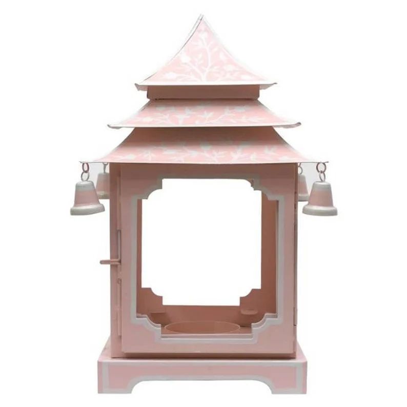 Pale Pink/White Floral Pagoda Hurricane Large | Etsy (US)
