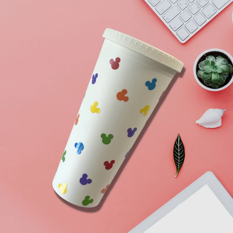 Rainbow Mickey Confetti Iced Coffee Cup, Disney Inspired Coffee Cup, Disney Iced Coffee Tumbler, ... | Etsy (US)